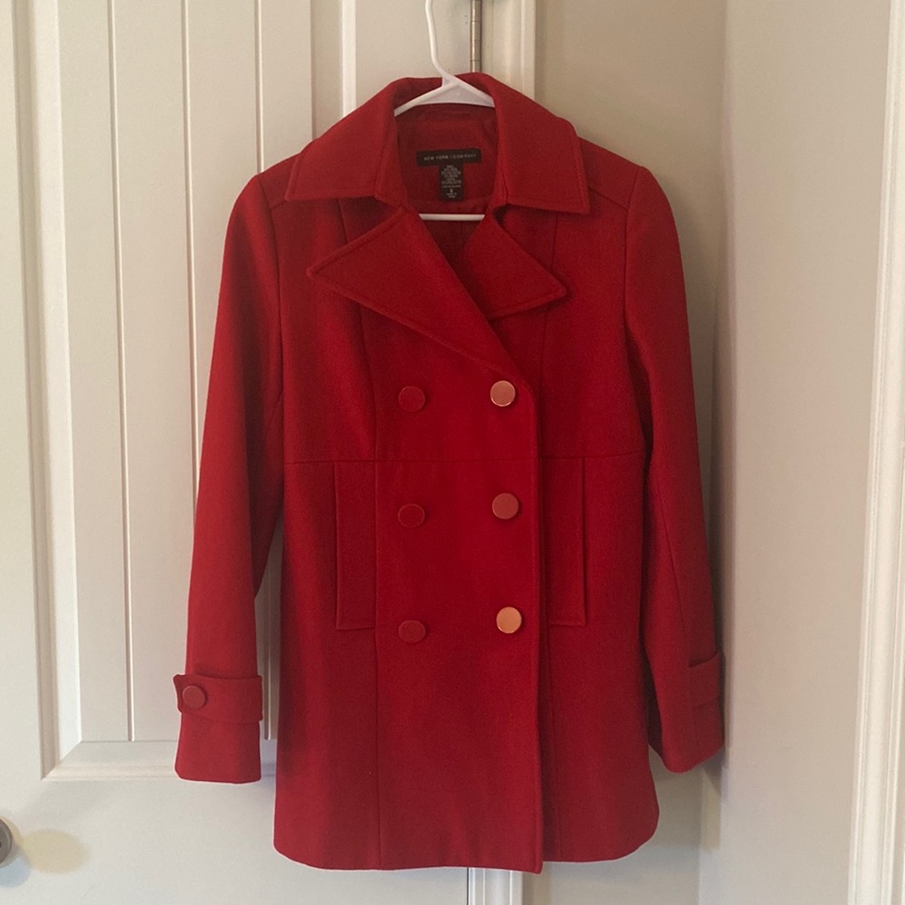 New York and Company Red Pea Coat size 6